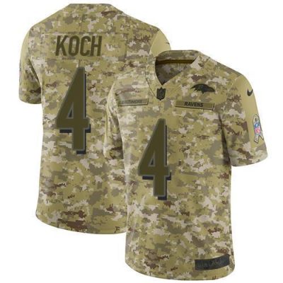 Nike Baltimore Ravens #4 Sam Koch Camo Stitched NFL Limited 2018 Salute To Service Jersey