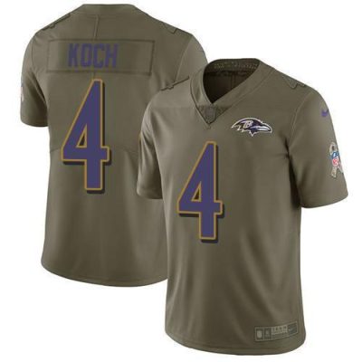 Nike Baltimore Ravens #4 Sam Koch Olive Stitched NFL Limited 2017 Salute To Service Jersey