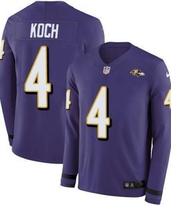Nike Baltimore Ravens #4 Sam Koch Purple Team Color Stitched NFL Limited Therma Long Sleeve Jersey