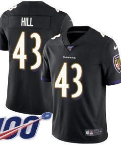 Nike Baltimore Ravens #43 Justice Hill Black Alternate Stitched NFL 100th Season Vapor Untouchable Limited Jersey