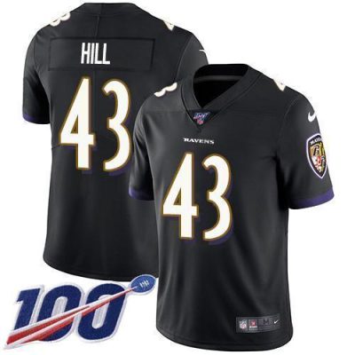 Nike Baltimore Ravens #43 Justice Hill Black Alternate Stitched NFL 100th Season Vapor Untouchable Limited Jersey