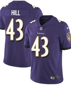 Nike Baltimore Ravens #43 Justice Hill Purple Team Color Stitched NFL Vapor Untouchable Limited Jersey