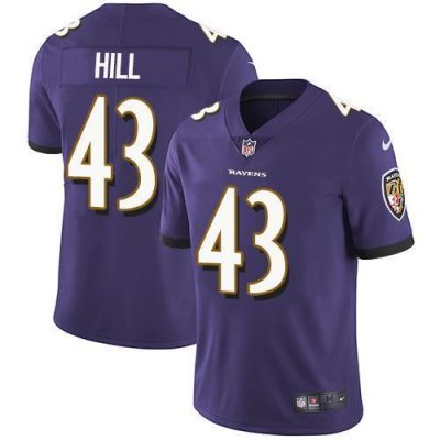 Nike Baltimore Ravens #43 Justice Hill Purple Team Color Stitched NFL Vapor Untouchable Limited Jersey