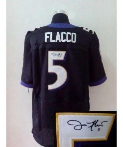 Nike Baltimore Ravens #5 Joe Flacco Black Alternate Stitched NFL Elite Autographed Jersey