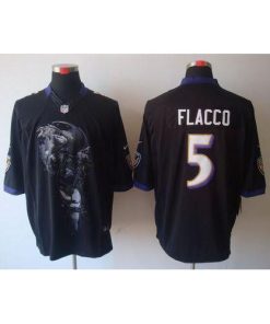 Nike Baltimore Ravens #5 Joe Flacco Black Alternate Stitched NFL Helmet Tri-Blend Limited Jersey