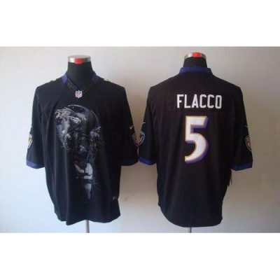 Nike Baltimore Ravens #5 Joe Flacco Black Alternate Stitched NFL Helmet Tri-Blend Limited Jersey