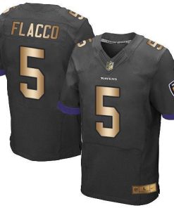 Nike Baltimore Ravens #5 Joe Flacco Black Alternate Stitched NFL New Elite Gold Jersey
