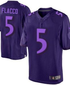 Nike Baltimore Ravens #5 Joe Flacco Purple Stitched NFL Drenched Limited Jersey