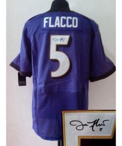 Nike Baltimore Ravens #5 Joe Flacco Purple Team Color Stitched NFL Elite Autographed Jersey