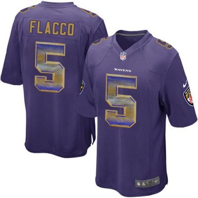 Nike Baltimore Ravens #5 Joe Flacco Purple Team Color Stitched NFL Limited Strobe Jersey