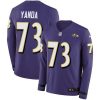 Nike Baltimore Ravens #73 Marshal Yanda Purple Team Color Stitched NFL Limited Therma Long Sleeve Jersey