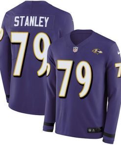 Nike Baltimore Ravens #79 Ronnie Stanley Purple Team Color Stitched NFL Limited Therma Long Sleeve Jersey
