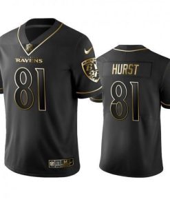 Nike Baltimore Ravens #81 Hayden Hurst Black Golden Limited Edition Stitched NFL Jersey