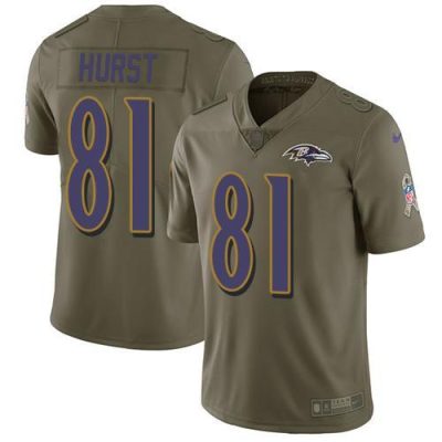 Nike Baltimore Ravens #81 Hayden Hurst Olive Stitched NFL Limited 2017 Salute To Service Jersey