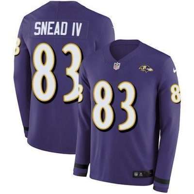 Nike Baltimore Ravens #83 Willie Snead IV Purple Team Color Stitched NFL Limited Therma Long Sleeve Jersey
