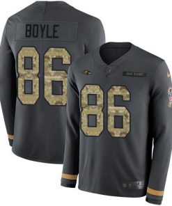 Nike Baltimore Ravens #86 Nick Boyle Anthracite Salute to Service Stitched NFL Limited Therma Long Sleeve Jersey
