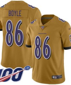 Nike Baltimore Ravens #86 Nick Boyle Gold Stitched NFL Limited Inverted Legend 100th Season Jersey