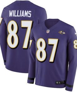 Nike Baltimore Ravens #87 Maxx Williams Purple Team Color Stitched NFL Limited Therma Long Sleeve Jersey