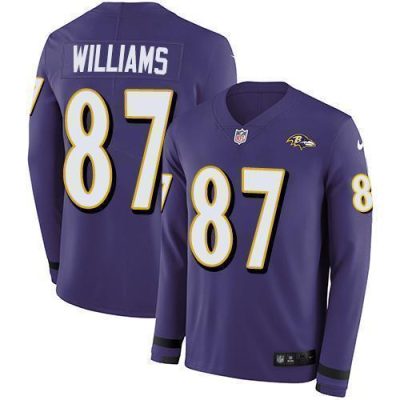 Nike Baltimore Ravens #87 Maxx Williams Purple Team Color Stitched NFL Limited Therma Long Sleeve Jersey