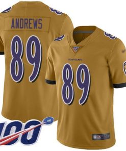 Nike Baltimore Ravens #89 Mark Andrews Gold Stitched NFL Limited Inverted Legend 100th Season Jersey