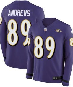 Nike Baltimore Ravens #89 Mark Andrews Purple Team Color Stitched NFL Limited Therma Long Sleeve Jersey