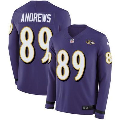 Nike Baltimore Ravens #89 Mark Andrews Purple Team Color Stitched NFL Limited Therma Long Sleeve Jersey