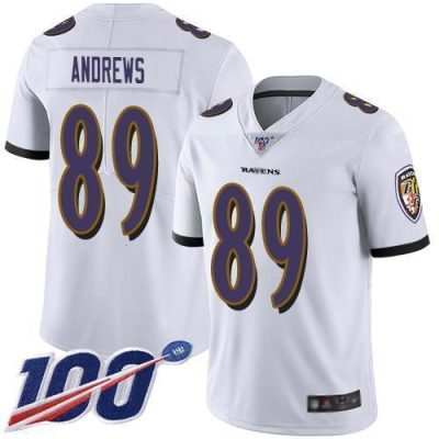 Nike Baltimore Ravens #89 Mark Andrews White Stitched NFL 100th Season Vapor Limited Jersey