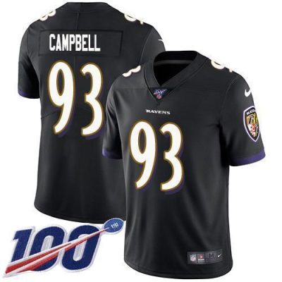 Nike Baltimore Ravens #93 Calais Campbell Black Alternate Stitched NFL 100th Season Vapor Untouchable Limited Jersey
