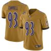 Nike Baltimore Ravens #93 Calais Campbell Gold Stitched NFL Limited Inverted Legend Jersey