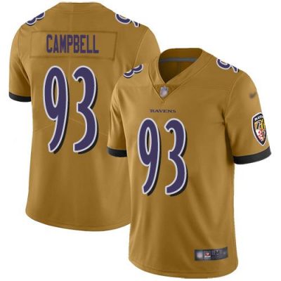 Nike Baltimore Ravens #93 Calais Campbell Gold Stitched NFL Limited Inverted Legend Jersey