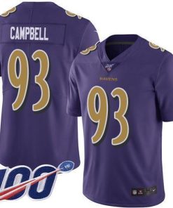 Nike Baltimore Ravens #93 Calais Campbell Purple Stitched NFL Limited Rush 100th Season Jersey