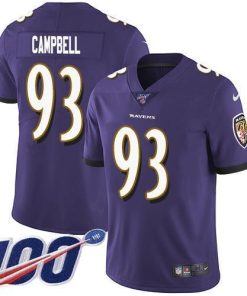 Nike Baltimore Ravens #93 Calais Campbell Purple Team Color Stitched NFL 100th Season Vapor Untouchable Limited Jersey