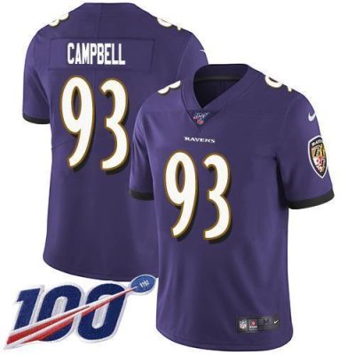 Nike Baltimore Ravens #93 Calais Campbell Purple Team Color Stitched NFL 100th Season Vapor Untouchable Limited Jersey