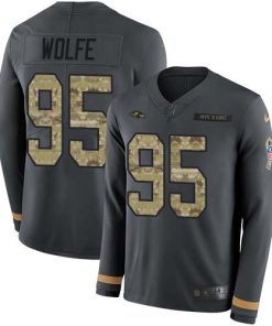Nike Baltimore Ravens #95 Derek Wolfe Anthracite Salute to Service Stitched NFL Limited Therma Long Sleeve Jersey