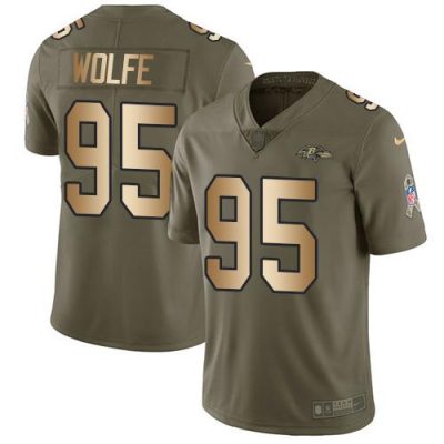 Nike Baltimore Ravens #95 Derek Wolfe Olive/Gold Stitched NFL Limited 2017 Salute To Service Jersey