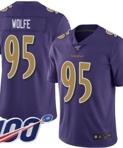 Nike Baltimore Ravens #95 Derek Wolfe Purple Stitched NFL Limited Rush 100th Season Jersey