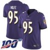 Nike Baltimore Ravens #95 Derek Wolfe Purple Team Color Stitched NFL 100th Season Vapor Untouchable Limited Jersey