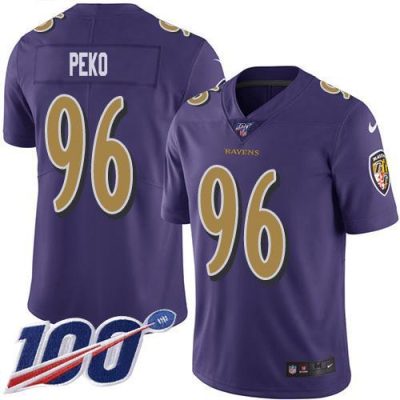 Nike Baltimore Ravens #96 Domata Peko Sr Purple Stitched NFL Limited Rush 100th Season Jersey