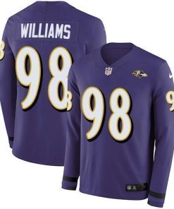 Nike Baltimore Ravens #98 Brandon Williams Purple Team Color Stitched NFL Limited Therma Long Sleeve Jersey