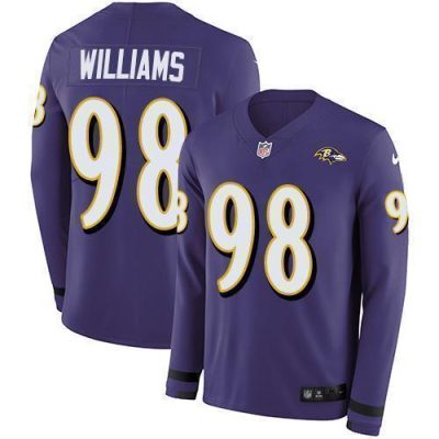 Nike Baltimore Ravens #98 Brandon Williams Purple Team Color Stitched NFL Limited Therma Long Sleeve Jersey