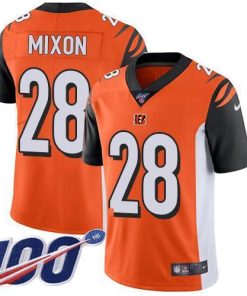 Nike Bengals #28 Joe Mixon Orange Alternate Stitched NFL 100th Season Vapor Limited Jersey