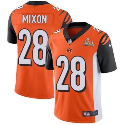 Nike Bengals #28 Joe Mixon Orange Alternate Super Bowl LVI Patch Stitched NFL Vapor Untouchable Limited Jersey