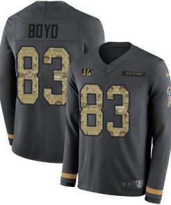 Nike Bengals #83 Tyler Boyd Anthracite Salute To Service Stitched NFL Limited Therma Long Sleeve Jersey