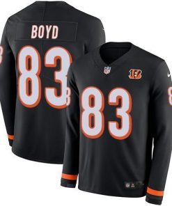 Nike Bengals #83 Tyler Boyd Black Team Color Stitched NFL Limited Therma Long Sleeve Jersey