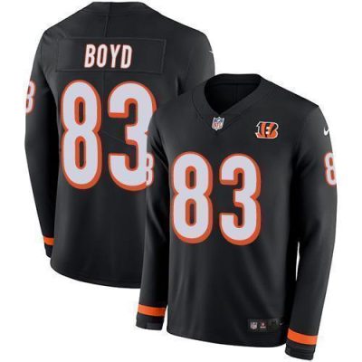 Nike Bengals #83 Tyler Boyd Black Team Color Stitched NFL Limited Therma Long Sleeve Jersey