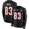 Nike Bengals #83 Tyler Boyd Black Team Color Super Bowl LVI Patch Stitched NFL Limited Therma Long Sleeve Jersey
