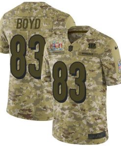 Nike Bengals #83 Tyler Boyd Camo Super Bowl LVI Patch Stitched NFL Limited 2018 Salute To Service Jersey