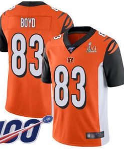 Nike Bengals #83 Tyler Boyd Orange Super Bowl LVI Patch Alternate Stitched NFL 100th Season Vapor Limited Jersey