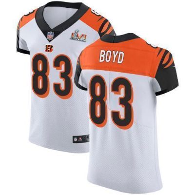 Nike Bengals #83 Tyler Boyd White Super Bowl LVI Patch Stitched NFL Vapor Untouchable Elite Jersey