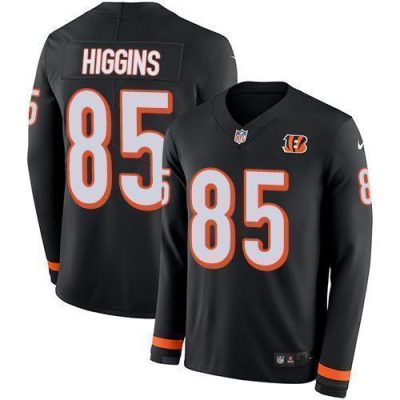 Nike Bengals #85 Tee Higgins Black Team Color Stitched NFL Limited Therma Long Sleeve Jersey